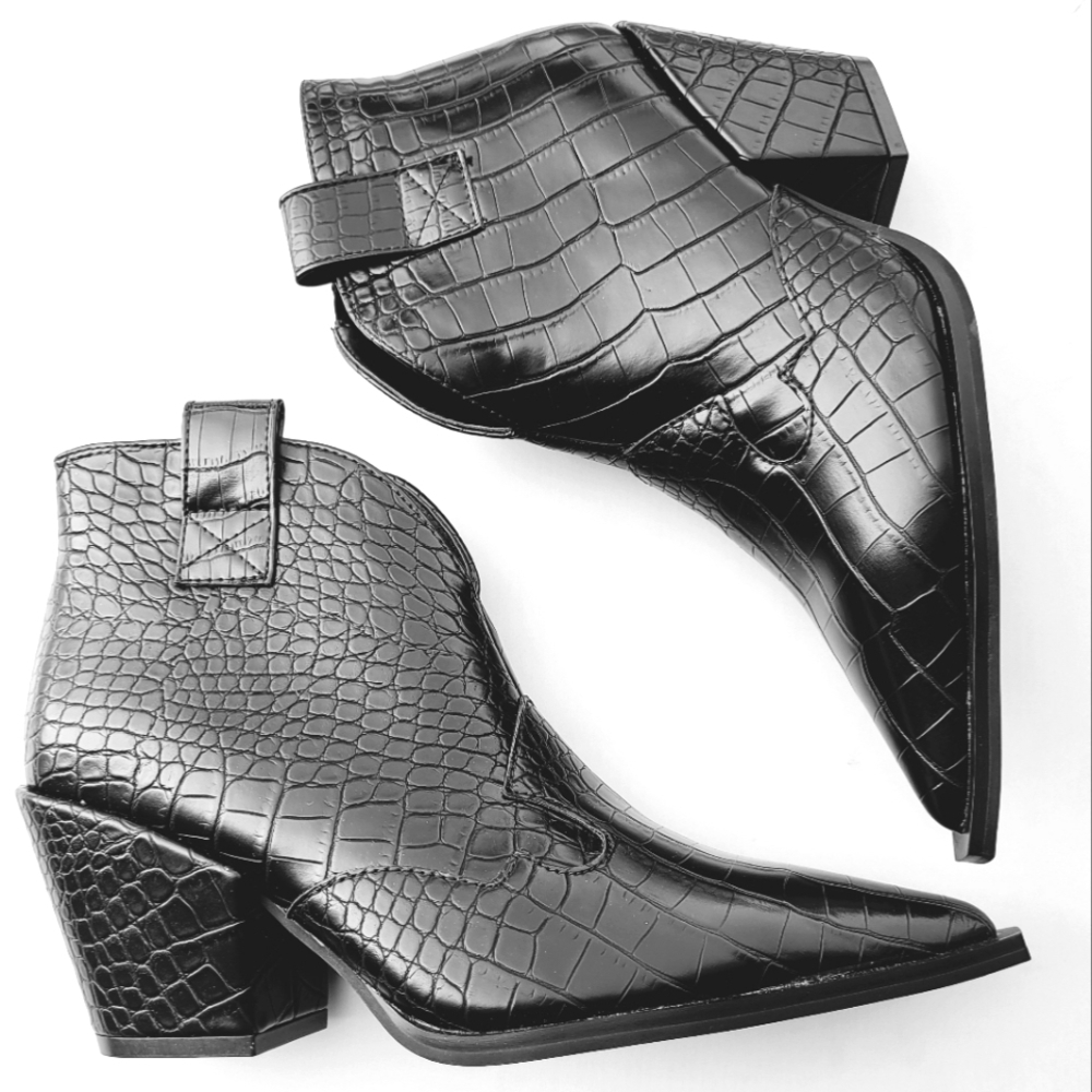 NEW! SUPER MODE vegan leather western ankle boot 41.